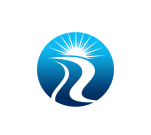 around river city logo with white text