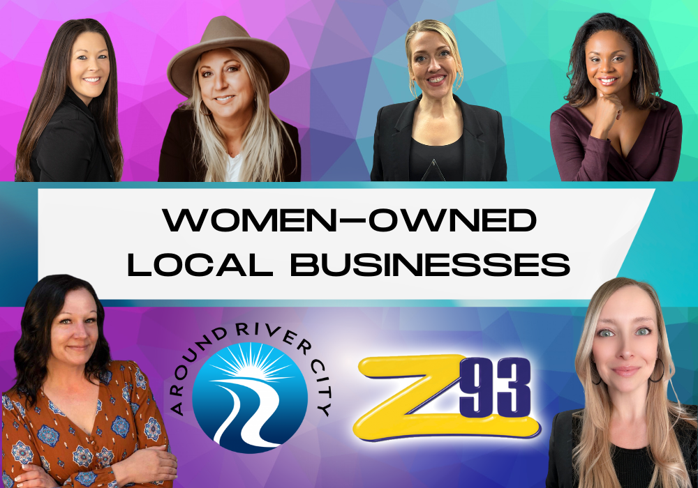 Women-Owned Local Businesses logo with six women with the Around River City and Z93 logos