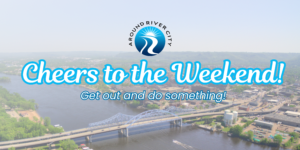 A view of the Cass Street bridge in La Crosse Wisconsin over the Mississippi River.