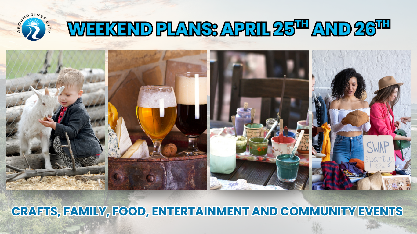 Image showing a collage of different event types taking place in La Crosse Wisconsin the weekend of April 25th through april 26th