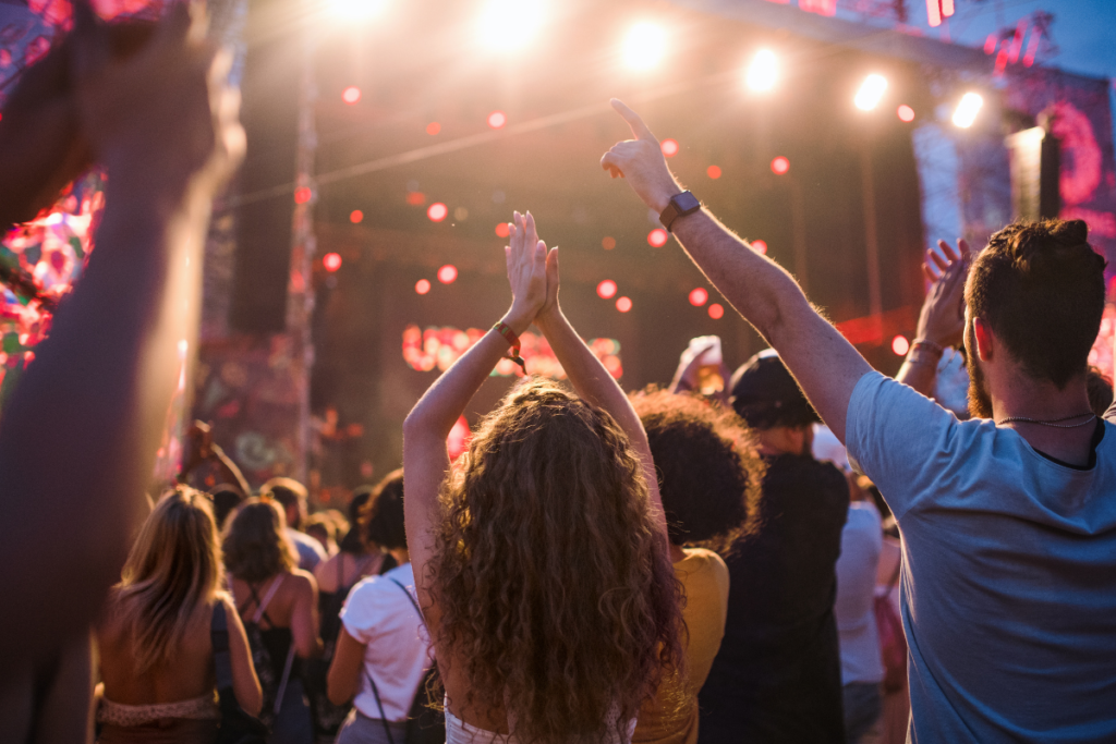 Fan view of a live music concert.